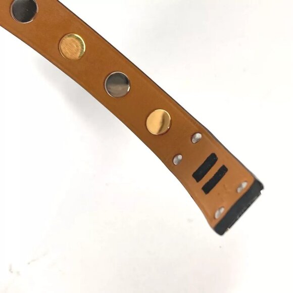 HERMES Studs Mini dog crew Carre Bangle accessories Bracelet Leather Black - Picture 10 of 11